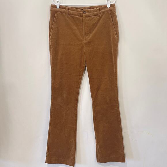 Lauren Ralph Lauren Corduroy Flare Pants Womens 12 Flat Front Slash Pocket Brown - Picture 1 of 10